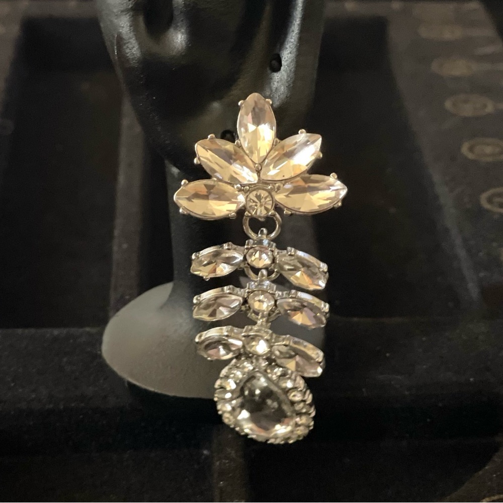 Formal Dangling Rhinestone Teardrop Earrings - image 3